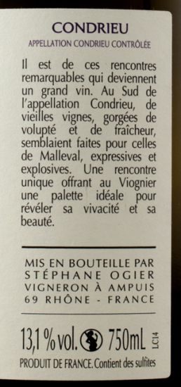 2014 Michel & Stephane Ogier La Combe de Malleval Condrieu white