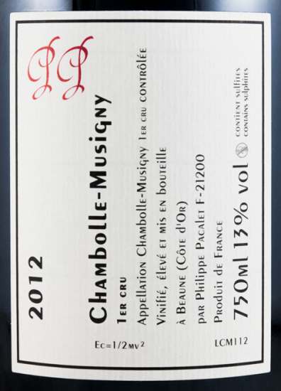 2012 Philippe Pacalet Premier Cru Chambolle-Musigny red