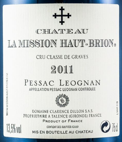 2011 Château La Mission Haut-Brion Pessac-Léognan tinto