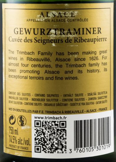 2011 Maison Trimbach Cuvée des Seigneurs de Ribeaupierre Gewürztraminer Alsace white