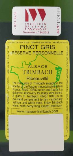 2008 Maison Trimbach Reserve Personnel Pinot Gris Alsace branco