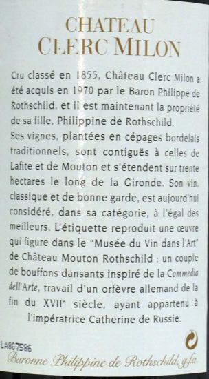1997 Château Clerc Milon Baron Philippe de Rothschild tinto