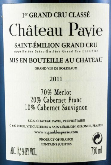 2011 Château Pavie Saint-Émilion tinto