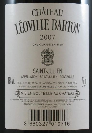 2007 Château Léoville Barton Saint-Julien tinto