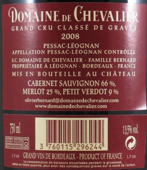 2008 Domaine de Chevalier Pessac-Léognan tinto
