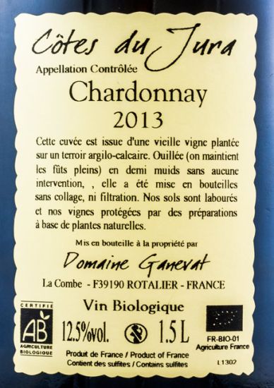2013 Jean-François Ganevat Les Chamois du Paradis Chardonnay Côtes du Jura biológico branco 1,5L