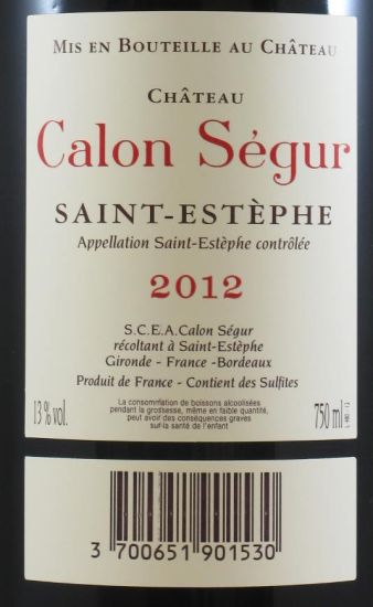 2012 Château Calon-Ségur Saint-Estèphe tinto