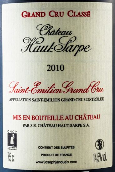 2010 Château Haut Sarpe St. Emilion tinto