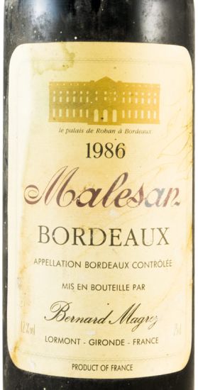 1986 Bernard Magrez Malesan Bordeaux Gironde red