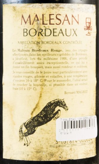1986 Bernard Magrez Malesan Bordeaux Gironde red