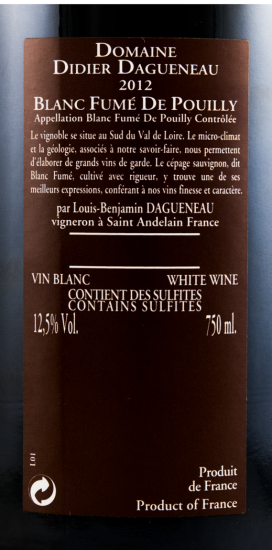 2012 Domaine Didier Dagueneau Pur Sang Pouilly-Fumé branco