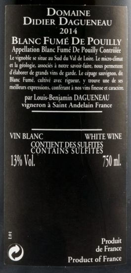 2014 Domaine Didier Dagueneau Silex Pouilly-Fumé branco
