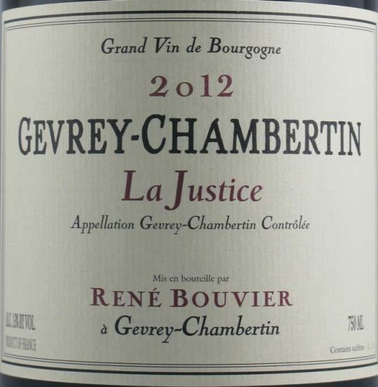 2012 René Bouvier La Justice Gevrey-Chambertin tinto