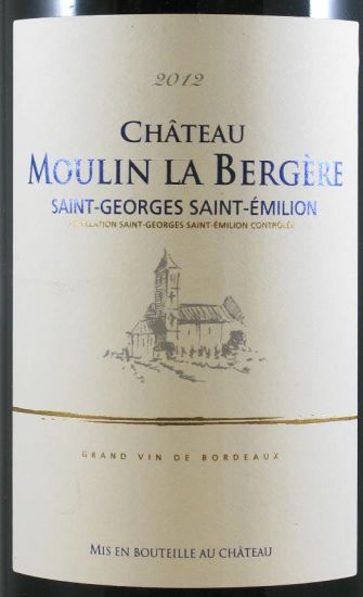 2012 Château Moulin La Bergere Saint-Georges-Saint-Emillion tinto