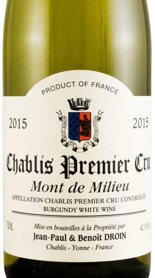 2015 Jean-Paul & Benoît Droin Mont de Milieu Premier Cru Chablis branco