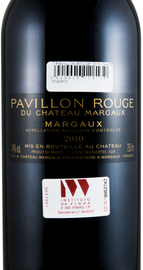 2010 Château Margaux Pavillon Rouge tinto