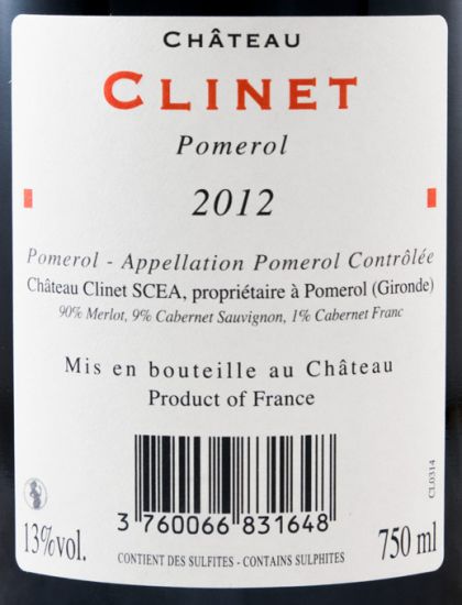 2012 Château Clinet Pomerol tinto