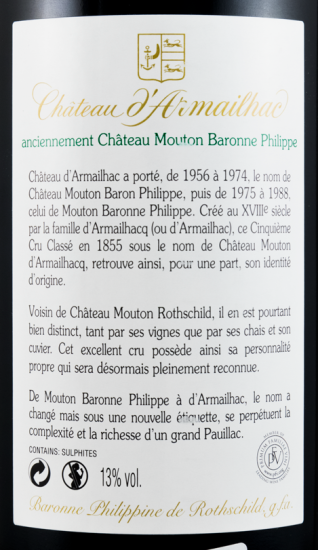 2008 Château d'Armailhac Baron Philippe de Rothschild Pauillac tinto