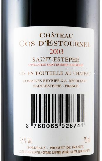 2003 Château Cos D'Estournel Saint-Estèphe tinto