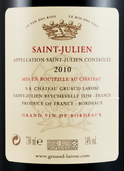 2010 Château Gruaud Larose Saint-Julien tinto