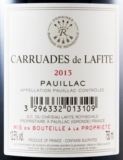 2013 Château Lafite Rothschild Carruades De Lafite Pauillac tinto