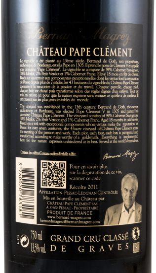 2011 Château Pape Clément Pessac-Léognan tinto