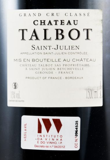 2012 Château Talbot Saint-Julien tinto 1,5L