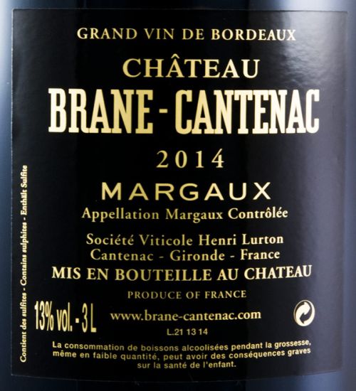 2014 Château Brane-Cantenac Margaux tinto 3L