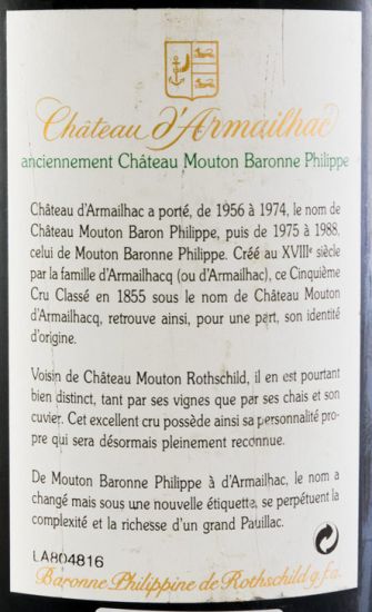 1994 Château d'Armailhac Baron Philippe de Rothschild Pauillac tinto 1,5L