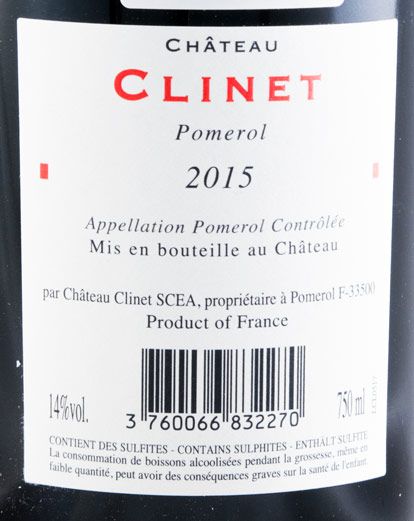 2015 Château Clinet Pomerol tinto
