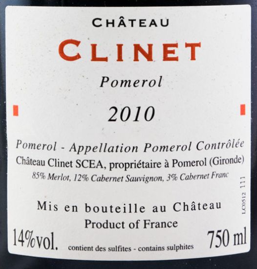 2010 Château Clinet Pomerol tinto