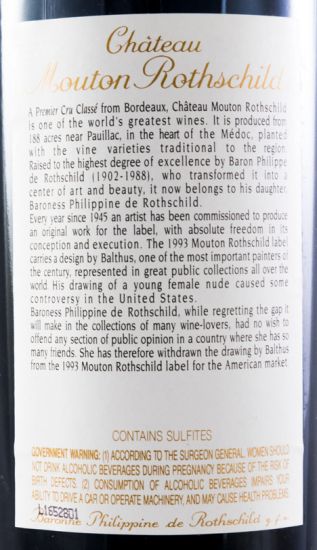 1993 Château Mouton Rothschild Pauillac red (USA label)