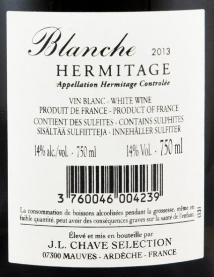 2013 Domaine Jean-Louis Chave Sélection Blanche Hermitage branco