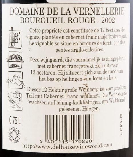 2002 Domaine de la Vernellerie Bourgueil red