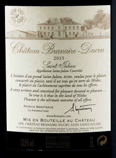 2015 Château Branaire-Ducru Saint-Julien tinto 3L
