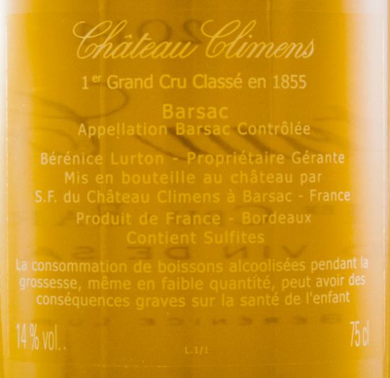 2014 Château Climens Barsac Sauternes white