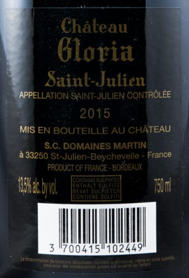 2015 Château Gloria Saint-Julien red