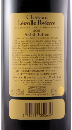2015 Château Léoville-Poyferré Saint-Julien tinto