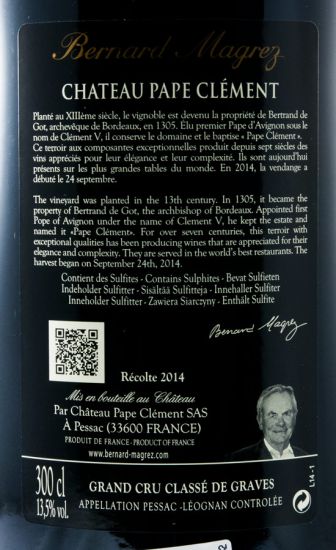 2014 Château Pape Clément Pessac-Léognan tinto 3L