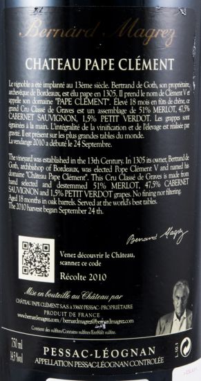 2010 Château Pape Clément Pessac-Léognan tinto
