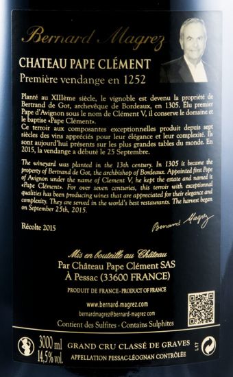 2015 Château Pape Clément Pessac-Léognan tinto 3L