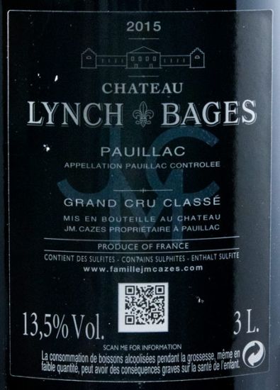 2015 Château Lynch-Bages Pauillac tinto 3L