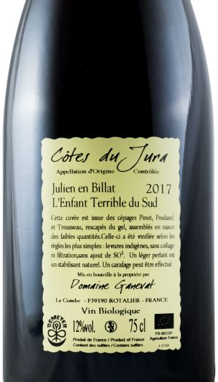 2017 Jean-François Ganevat Julien en Billat Côtes du Jura organic red