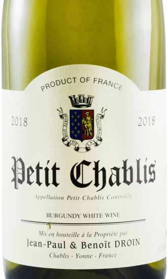 2018 Jean-Paul & Benoît Droin Petit Chablis branco