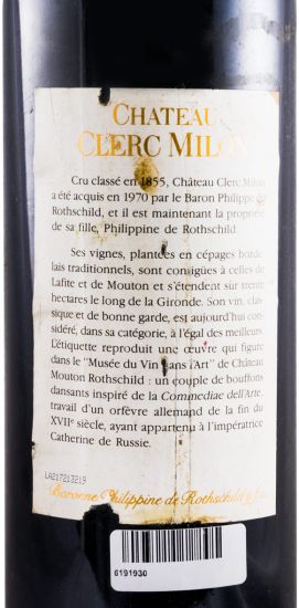 1990 Château Clerc Milon Baron Philippe de Rothschild Pauillac tinto
