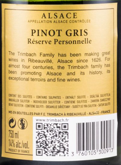 2015 Maison Trimbach Reserve Personnel Pinot Gris Alsace white