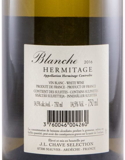 2016 Domaine Jean-Louis Chave Sélection Blanche Hermitage branco