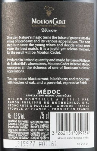 2016 Mouton Cadet Reserve Medoc Baron Philippe de Rothschild tinto