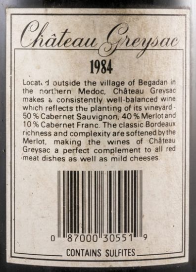 1984 Château Greysac Medoc red