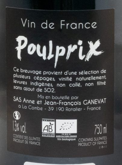 2018 Jean-François Ganevat Ganevat Poulprix biológico tinto